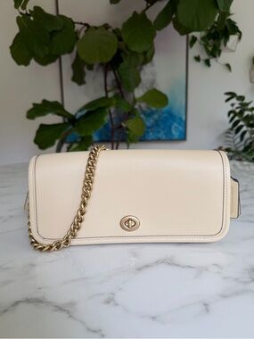 NWOT Coach DINKY Bag Glovetanned Leather CW641 Brass Moonlight Cream Ivory